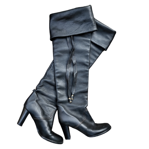 SOLD Chloe Black Grain Pebble Leather OTK Over The Knee Thigh High Boot 9 IT 39 - Picture 2 of 16